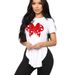 Summer Women's Loose Slimming Bow Crew Neck Short Sleeve Bow Top Wholesale_ecoleips.com