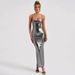 Sexy Shiny Patent Leather Slim Bodycon Maxi Dress Women Sleeveless Backless Skinny Long Dress Elegant Club Party Vestidos_ecoleips.com