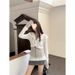 American Retro Patchwork Knitted Hooded Sweatshirt Jacket Women, Autumn And Winter, High-end Style, Slim-fit Short Top_ecoleips.com