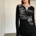 Slim Fit Long Sleeve Printed T-Shirt Base Layer Top Henry Faux Two Piece Retro Black Collar with Lettering Slimming Effect Women's Clothing_ecoleips.com