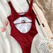 Women's Clothing Cut Out One-Piece Bikini Tube Top High Slit Swimsuit Sexy Bikini_ecoleips.com