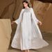 Women's Clothing Elegant White Embellished Abaya Dress Set - Hand-Sewn Crystal Embroidery Modest Long Dress For Women, Middle Eastern Fashion_ecoleips.com