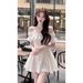 Tea Break French Style Pure Desire White Off-shoulder Short-sleeve Dress For Women, New Summer Model With Ruffled A-line_ecoleips.com