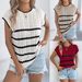 Real Shot Of 2026 Spring/summer Striped Cable Knit Casual Loose-fitting Sweater For Vacation. Independent Website_ecoleips.com