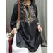 Women's Retro Embroidered Shirt Casual Literary Pullover Top Mid-Length Loose Fit Summer Heavy-Duty Cotton Linen_ecoleips.com