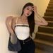 Hot Girl's Strapless Ultra-short Leather Strap Top, Stylish Design Women, Suitable For Summer Outerwear Or Layering,_ecoleips.com
