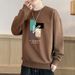 Men's Crew Neck Sweatshirt, T Shirt, Base Layer, Trendy Loose Pullover Casual Top, Autumn And Winter Fleece Lined Thick Long Sleeve_ecoleips.com