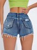 Women's Clothing High Waist Slim Fit Hair Edge Denim Shorts_ecoleips.com