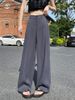 K Wide Legged Women's Slim High Waisted Suit Straight Leg Casual Pants_ecoleips.com