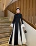 Modest Abaya Dress Effortless Elegance – Flared Sleeve Color-Block Wrap Dress With Waist-Defining Silhouette, Versatile Day-to-Night Staple_ecoleips.com