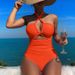 Women's Clothing High Waist Solid Color One Piece Sexy Backless Neck Swimsuit_ecoleips.com