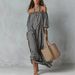 Women's Elegant Striped Off Shoulder Loose Fit Maxi Dress – Casual Resort Summer Gown_ecoleips.com