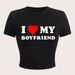I Love My Boyfriend Print T-Shirt Women Casual Crew Neck Short Sleeve Crop Top For Summer Women's Clothing_ecoleips.com