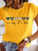 European And American Cross-border Foreign Trade Women's Clothing, Simple Heart-printed Round-neck Short-sleeve T-shirt_ecoleips.com