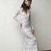 Women's Clothing Sexy Deep V Neck See Through Patchwork Bodycon Dress Women's Lace Patterned Bell Sleeve Pure Alluring Autumn Winter Style_ecoleips.com