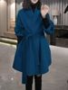 "Effortless Belted Wool-Like Coat – Oversized Drape In Azure (M-3XL) | Minimalist Polyester Elegance For Work & Weekend"_ecoleips.com