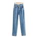 European And American Style Women's Jeans, 2020 Autumn New Model, Popular On Instagram, High-waisted, Side-slit,_ecoleips.com