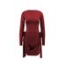 European And American Autumn Winter Sexy Hot Girl Outfit Ins One Shoulder Slim Long Sleeve Three-Dimensional Flower_ecoleips.com
