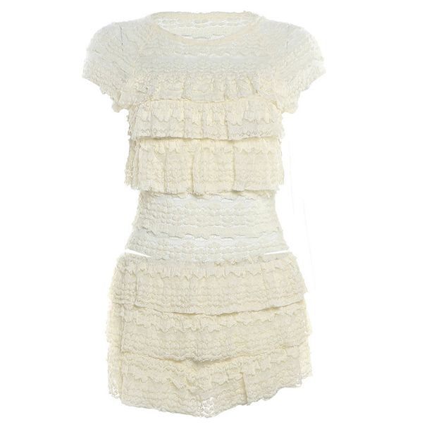 Women's Clothing Summer New Fashion Temperament Sweet Hot Girl Solid Color Hollow Slim Pleated Shorts Suit_ecoleips.com
