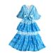 Women's Romantic Pastoral Style Floral Print Dress Bell Sleeve Slimming Elegant Ruffled Long Skirt Summer Vacation Fashion_ecoleips.com