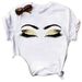 European And American Women's Clothing, Spring-summer White Fashion Eyelash Top T-shirt For Women_ecoleips.com