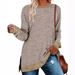Cross-border European And American Women's Clothing Independent Station Long-sleeve Round-neck Color-blocked Slit_ecoleips.com