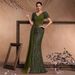 Women's Clothing New Elegant Beaded Patchwork Fitted V Neck Short Sleeve Temperament Gorgeous Noble Cocktail Party Formal Dinner Dress_ecoleips.com