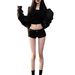 Women's American Style Low Rise Hot Pants Sexy Stretchy Tight Fitting Black Denim Shorts for Spring And Summer Wear_ecoleips.com