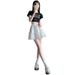 White Pure Cotton Short For Women, 2026 New Spring Ballet Style, Fluffy Pleated, High-waisted Slimming A-line Half_ecoleips.com
