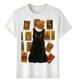 Women's T-Shirts Tshirt Muscle Freaks Black Cat Tarot Vintage Style Magical_ecoleips.com