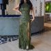 Elegant Party Slim Fit Solid Color Dress Sequin Patchwork Sleeveless Evening Gown Fashion Ruffle Design Hem Women's Long Dresses_ecoleips.com