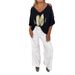 Women's Clothing Summer New Fashion Printed Off shoulder V neck Short sleeved Tops Women's Clothing_ecoleips.com