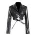 2025s Queen Style Mini Suit 2025 With Full Swing, Cross Straps, Waist Cinching, Chest Revealing, Long Sleeved PU Leather Short_ecoleips.com