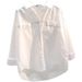 Women's Clothing White Cotton And Linen Shirt With Pockets New Loose Casual Shirt Thin Tops_ecoleips.com