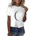 European And American Cross-border Foreign Trade Women's Clothing, Fun Letter Print Round-neck Short-sleeve T-shirt Top_ecoleips.com