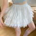 White Lace Cake Puff For Women Sweet Half A-line High Waist Slimming Anti-exposure Ballet Style Short Skirt_ecoleips.com