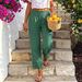 Women's Linen-Cotton Blend Summer Trousers | Casual High-Waisted Button-Front Pants | Breathable Relaxed Fit Wide-Leg Pants For Women_ecoleips.com