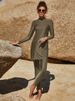 Women's Clothing Swimsuit Two Piece Conservative Beach Surfing Sun Protection Swimsuit Solid Color Long Sleeves And Long Pants Full Surround Swimsuit_ecoleips.com