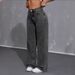 Women's Clothing Vintage Straight Leg Jeans For Women - Classic Mid Rise Denim Pants (Smoke Gray/Light Blue)_ecoleips.com