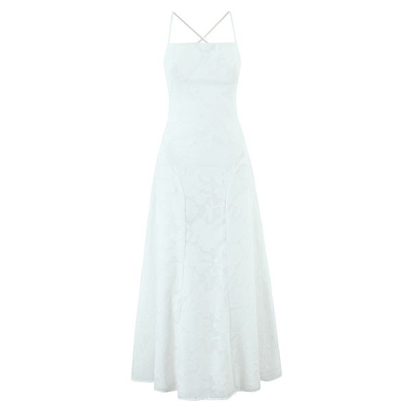 European And American Women's Fashion Export Wholesale Jacquard Sexy Slim Strap Backless Tie Design Long Dress_ecoleips.com