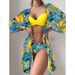 Women's 3-Piece Bikini Set - Sexy High-Cut Swimwear With Cover-Up Skirt (Sunflower, Violet, Yellow, Black, Green)_ecoleips.com