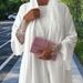 Women's Clothing Elegant Dubai-Inspired Lace Long Sleeve Dress Set – Modest Abaya With Matching Scarf (White, S-XL, Chiffon & Polyester Blend)_ecoleips.com