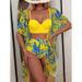 Women's swimsuit three-piece swimsuit female sexy print high waist bikini swimsuit_ecoleips.com