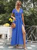 Women's Clothing Polka Dot Slit Summer Dress For Women - Fitted Waist, Short Sleeve, Flowy & Stylish_ecoleips.com