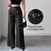 High-Waisted Straight Leg Trousers – Women's Office Pants With Stretch (Black/Grey/Coffee/Burgundy/Olive/Light Blue, S-XXL)_ecoleips.com