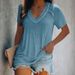 Women's Clothing Hot Sale Trend V Neck Solid Color Women's T Shirt Tops_ecoleips.com
