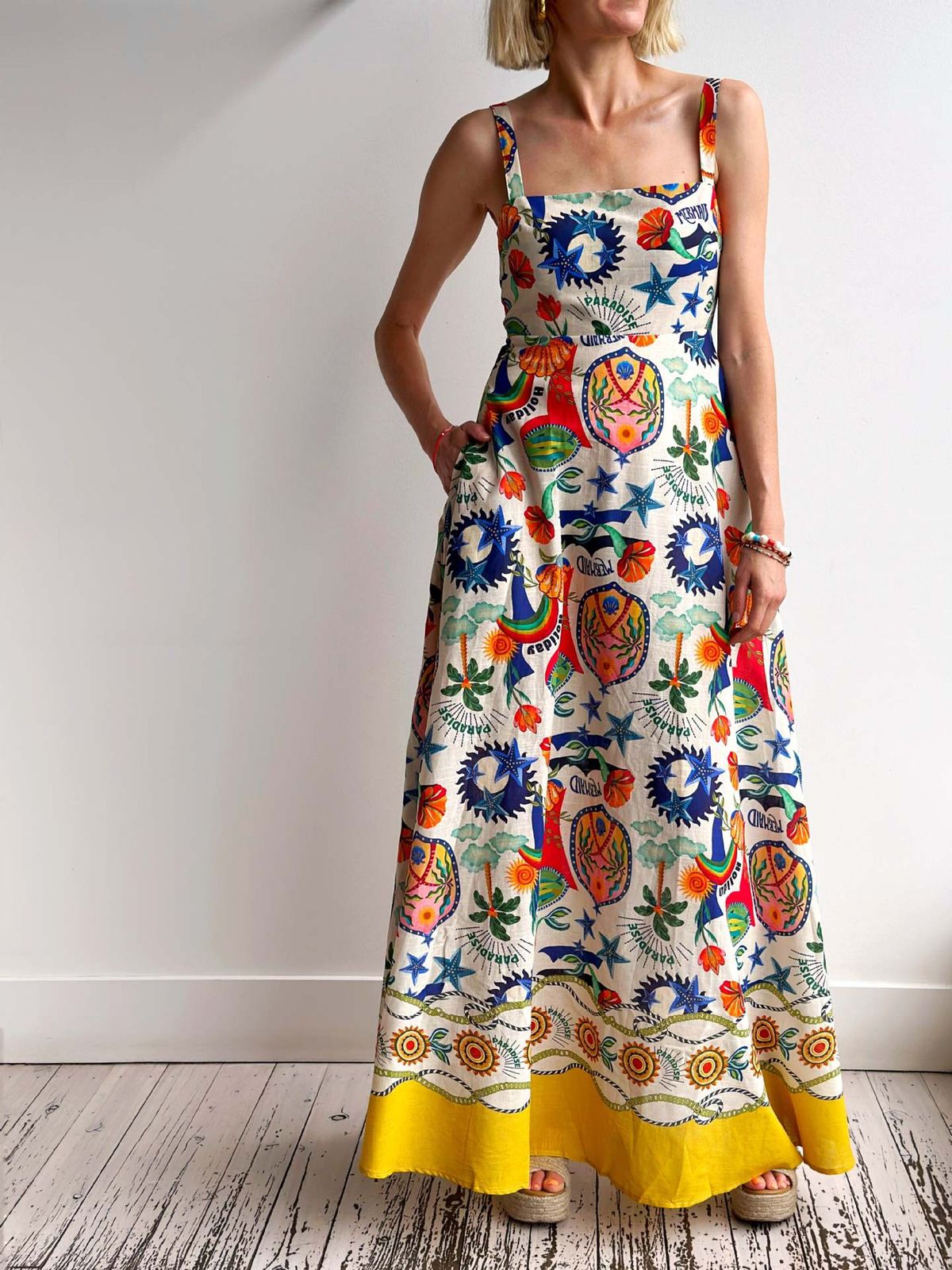 Women's Clothing Personality Fashion Temperament Linen Printed Vest Big Swing Dress_ecoleips.com