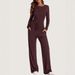 Women's Asymmetrical Design Casual Suit Long Sleeved Wide Leg Pants Multi Occupation Sportswear Spring Autumn_ecoleips.com