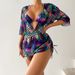 Women's Clothing Three Piece Bikini Beach Sunscreen Printed Cover Up Swimsuit_ecoleips.com
