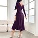 Cross-Border European And American Autumn Winter New Fashion Elegant Solid Color Long Sleeve Round Neck Women's_ecoleips.com